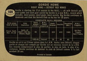 1966-67 Topps #109 Gordie Howe Back