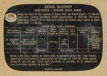 1966-67 Topps #115 Denis DeJordy Back
