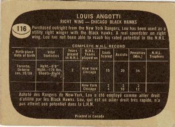 1966-67 Topps #116 Louis Angotti Back