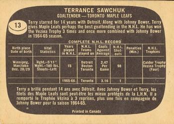 1966-67 Topps #13 Terry Sawchuk Back