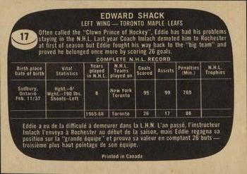 1966-67 Topps #17 Edward Shack Back