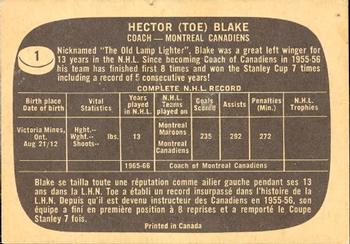 1966-67 Topps #1 Hector Blake Back