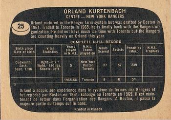 1966-67 Topps #25 Orland Kurtenbach Back