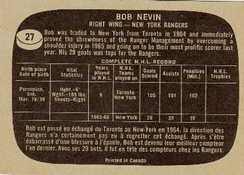 1966-67 Topps #27 Bob Nevin Back