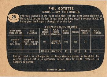 1966-67 Topps #28 Phil Goyette Back