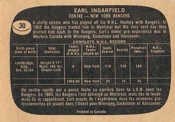 1966-67 Topps #30 Earl Ingarfield Back