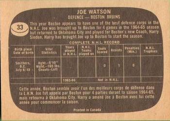 1966-67 Topps #33 Joe Watson Back