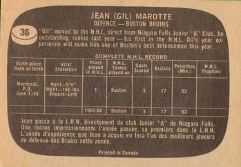 1966-67 Topps #36 Gilles Marotte Back