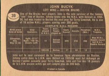 1966-67 Topps #39 John Bucyk Back