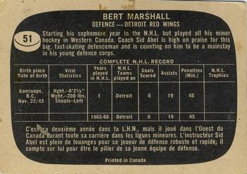1966-67 Topps #51 Bert Marshall Back