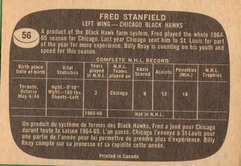 1966-67 Topps #56 Fred Stanfield Back