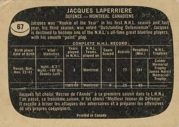 1966-67 Topps #67 Jacques Laperriere Back
