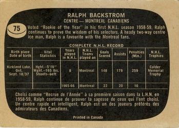 1966-67 Topps #75 Ralph Backstrom Back