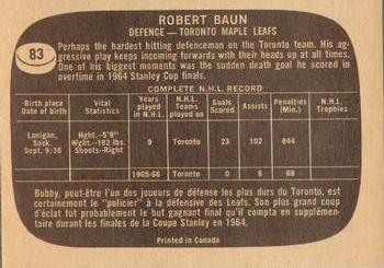 1966-67 Topps #83 Robert Baun Back