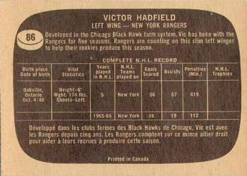 1966-67 Topps #86 Victor Hadfield Back