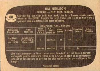 1966-67 Topps #88 Jim Neilson Back