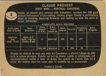 1966-67 Topps #9 Claude Provost Back