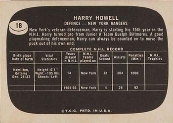 1966-67 Topps USA Test #18 Harry Howell Back