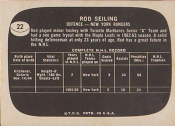 1966-67 Topps USA Test #22 Rod Seiling Back