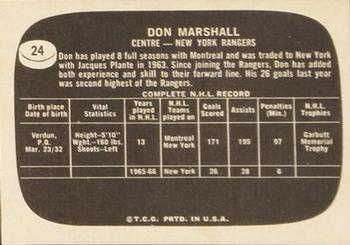 1966-67 Topps USA Test #24 Don Marshall Back