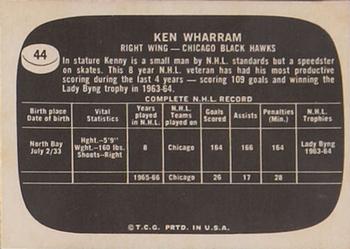 1966-67 Topps USA Test #44 Ken Wharram Back