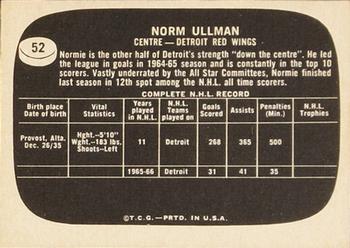 1966-67 Topps USA Test #52 Norm Ullman Back
