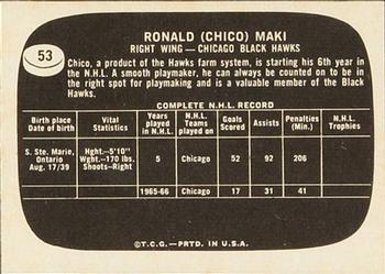 1966-67 Topps USA Test #53 Chico Maki Back