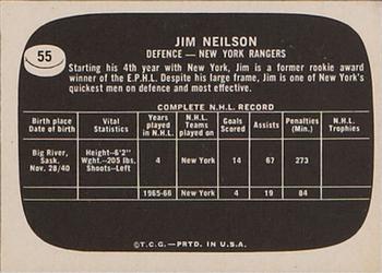 1966-67 Topps USA Test #55 Jim Neilson Back