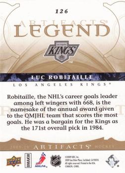 2009-10 Upper Deck Artifacts - Gold #126 Luc Robitaille Back