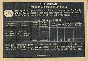 1967-68 Topps #109 Bill Orban Back