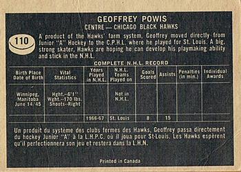 1967-68 Topps #110 Geoffrey Powis Back