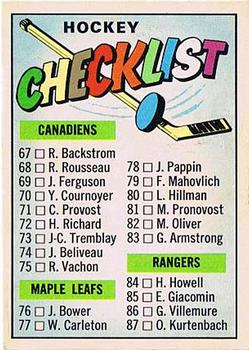 1967-68 Topps #120 2nd Series Checklist: 67-132 Front