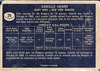 1967-68 Topps #26 Camille Henry Back
