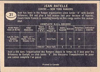 1967-68 Topps #31 Jean Ratelle Back