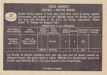 1967-68 Topps #37 Don Awrey Back