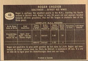 1967-68 Topps #48 Roger Crozier Back