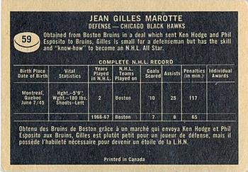 1967-68 Topps #59 Jean Gilles Marotte Back