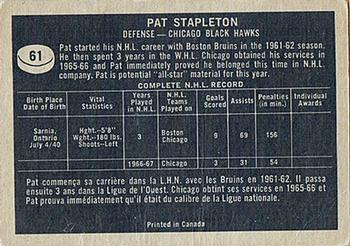 1967-68 Topps #61 Pat Stapleton Back