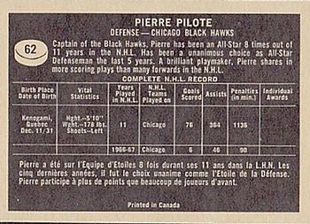 1967-68 Topps #62 Pierre Pilote Back