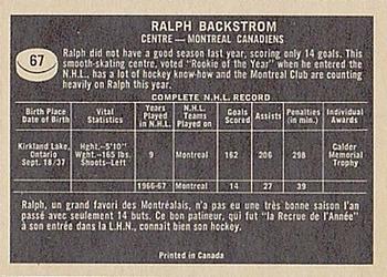 1967-68 Topps #67 Ralph Backstrom Back
