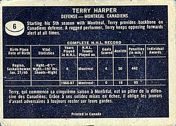 1967-68 Topps #6 Terry Harper Back