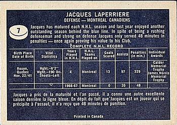 1967-68 Topps #7 Jacques Laperriere Back