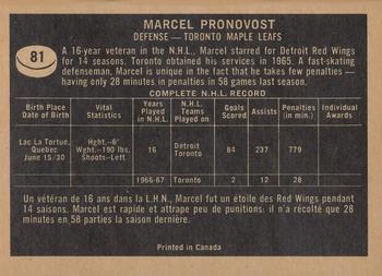 1967-68 Topps #81 Marcel Pronovost Back