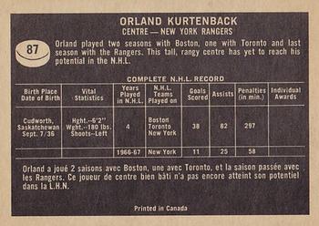 1967-68 Topps #87 Orland Kurtenbach Back