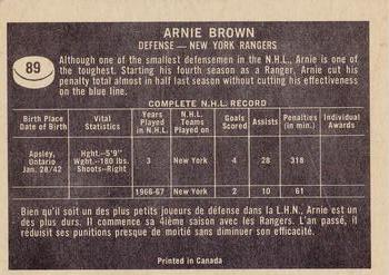 1967-68 Topps #89 Arnie Brown Back