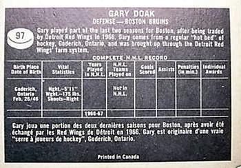 1967-68 Topps #97 Gary Doak Back