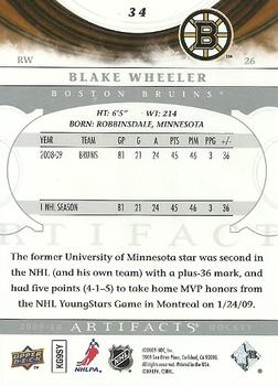 2009-10 Upper Deck Artifacts - Silver #34 Blake Wheeler Back