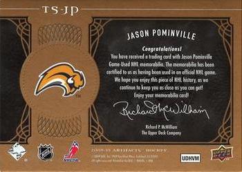 2009-10 Upper Deck Artifacts - Treasured Swatches Copper #TS-JP Jason Pominville  Back