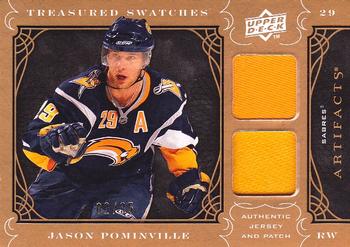 2009-10 Upper Deck Artifacts - Treasured Swatches Jersey-Patch #TS-JP Jason Pominville  Front