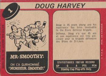 1968-69 O-Pee-Chee #1 Doug Harvey Back